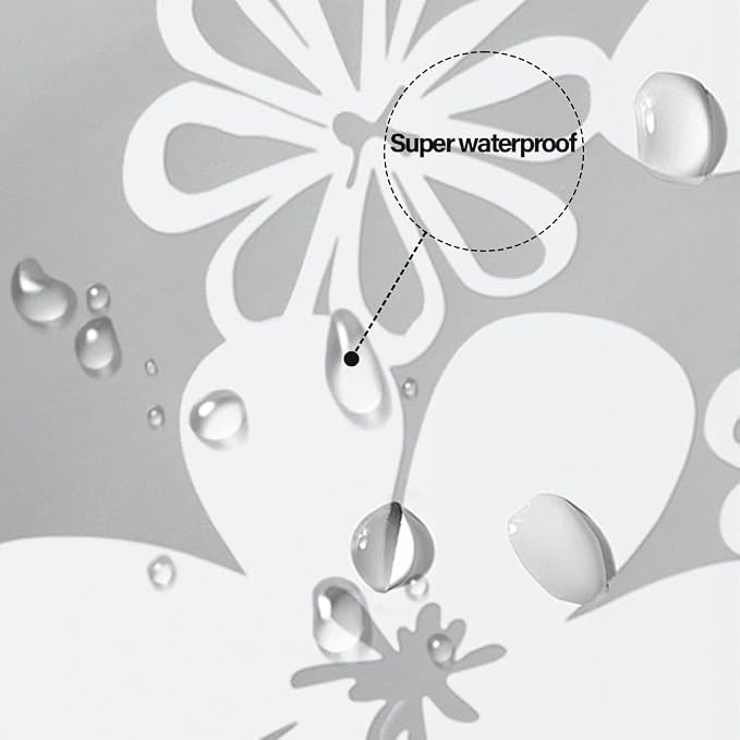 Plastic Shower Liner - Premium PEVA 4G Shower Curtain Liner with Rustproof Grommets and 3 Weighted Magnets, Waterproof Shower Curtains for Bathroom (White Flower)