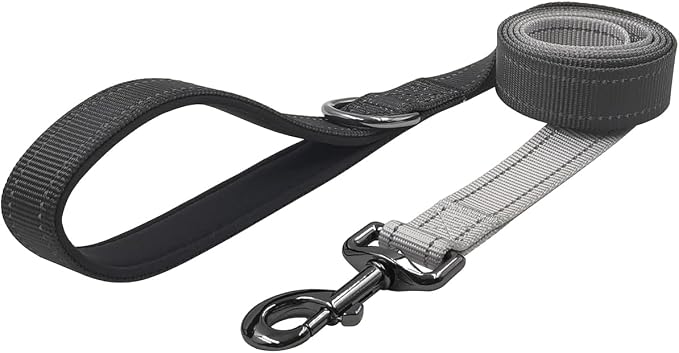 Dog Collar Leash Set, Gradient Color, with Safety Reflective Strips, 5 ft Matching Leash, Neoprene Padded Handle, Adjustable 4 Sizes for Small Medium Large Dogs.(XS, Black Grey)