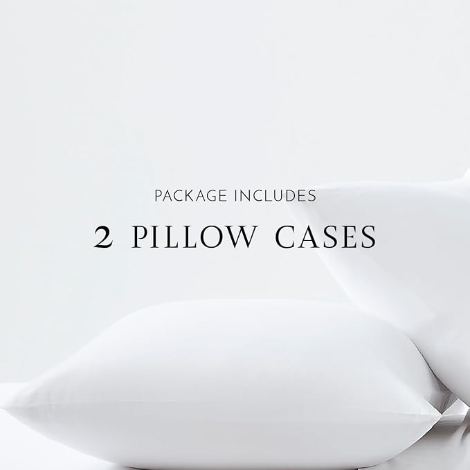 Linen Closet Luxury Cotton 144 Thread Count Organic Cotton Standard Pillowcases, Set of 2, Arctic White