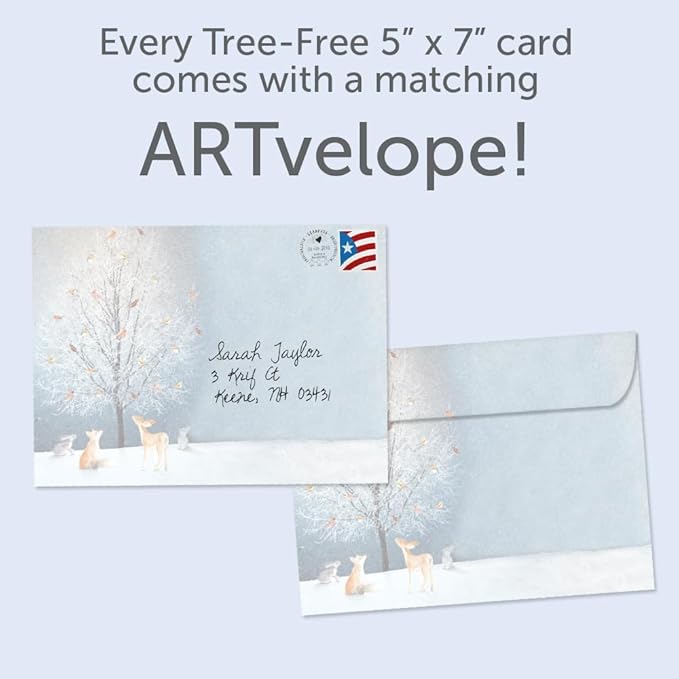 Tree-Free Greetings Holiday Greeting Card with Matching Envelope, Eco Friendly, Made in USA, 100% Recycled Paper, 5" x 7", Bird Tree (GO64228)