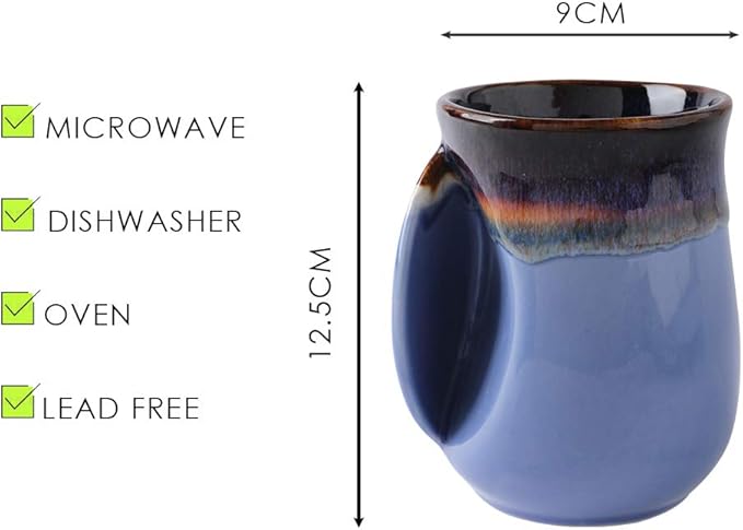 Selamica Porcelain 18oz Novelty Left-handed Handwarmer Mug, Coffee Mug, Tea Mug for family friends and couple - Haze