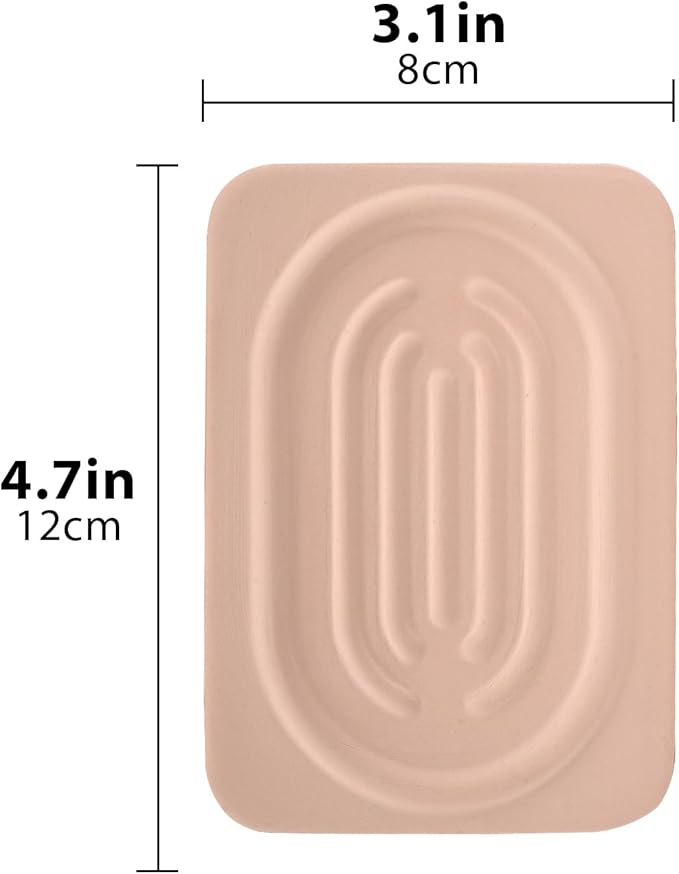 Diatomite Soap Dish Tray, Double Sided Soap Saver for Bathroom, Fast Drying Soap Holder, Quick Water Absorbing Holder for Sink, Bathtub, Vanity (Light Brown)