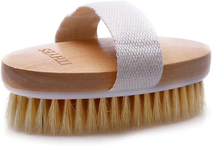 2PCS Ithyes Dry Brushing Body Brush Exfoliating Brush Natural Bristle bath Brush for Remove Dead Skin Toxins Cellulite,Improves Lymphatic Functions,Exfoliates,Stimulates Blood Circulation
