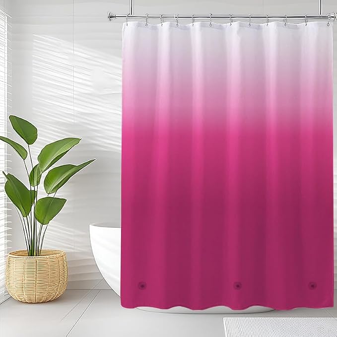 TIKABC Shower Curtain Liner, 4G PEVA Shower Liner, Plastic Waterproof Shower Curtains, with Grommet Holes and 3 Magnetic Weights(Gradient Red)