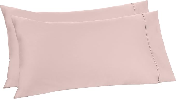 Amazon Aware 100% Organic Cotton 300 Thread Count Pillowcase Set, Blush, Standard, 2 Pack, 32" x 20"