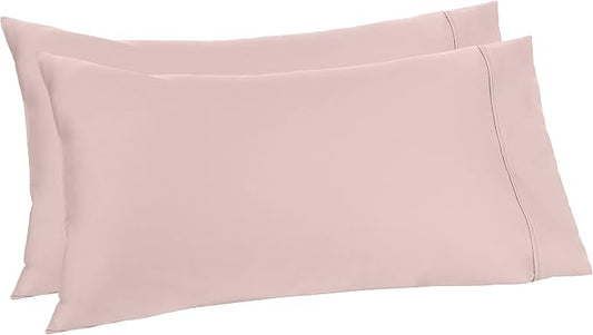 Amazon Aware 100% Organic Cotton 300 Thread Count Pillowcase Set, Blush, Standard, 2 Pack, 32" x 20"
