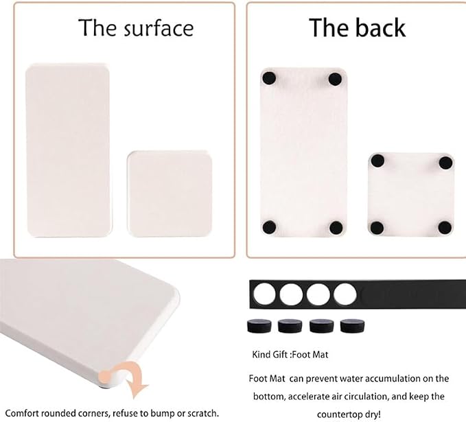 6 PCS Diatomite Soap Dish Set, Water Absorbent & Quick-Drying, Grooved Design, Eco-Friendly Stone Soap Holder for Kitchen, Bathroom& Plants & toiletries MP10
