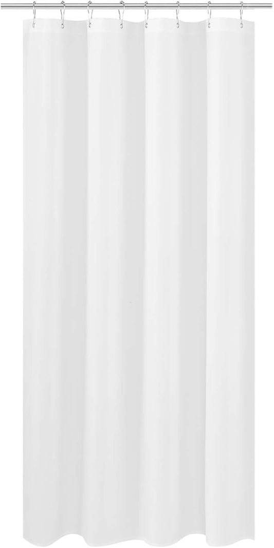 N&Y HOME RV Shower Curtain Liner Fabric 47 x 64 inches, Hotel Quality, Washable, Water Repellent, White Bathroom Curtains with Grommets, 47x64