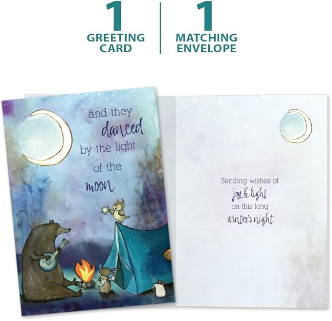 Tree-Free Greetings - Winter Solstice Greeting Card - Artful Designs - 1 Card + Matching Envelope - Made in USA - 100% Recycled Paper - 5"x7" - And They Danced (GO65372)