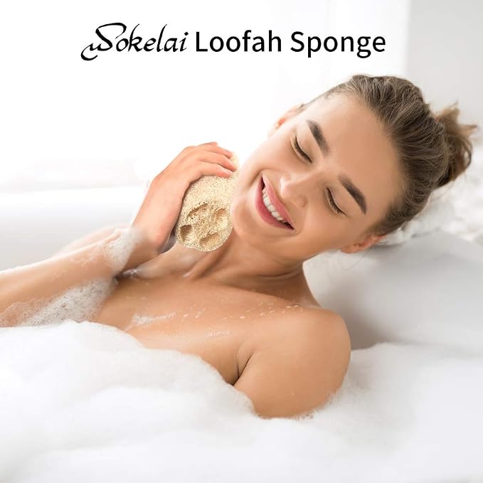 Natural Loofah Sponge - Exfoliating Body Scrubber for Shower Scrubbing, Organic Luffa Sponges, Egyptian Real Loofa, Bath Shower Puff for Bathing, Spa, Massaging Daily Skin Cleansing Care