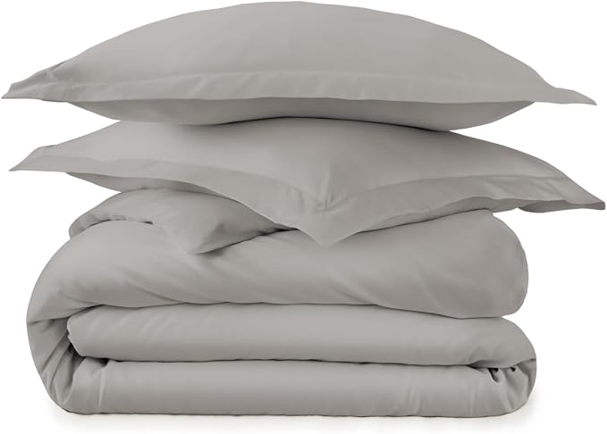 100% Organic Cotton Duvet Cover King Size - Naturally Soft Lightweight & Cooling Duvet Cover Set with Decorative Shams - Premium GOTS Certified 300 Thread Count Sateen Weave (Classic Grey, King)