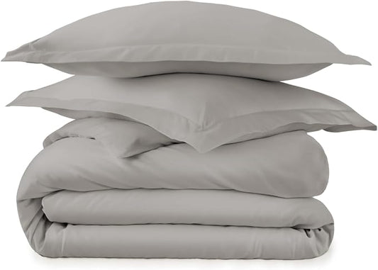 100% Organic Cotton Duvet Cover King Size - Naturally Soft Lightweight & Cooling Duvet Cover Set with Decorative Shams - Premium GOTS Certified 300 Thread Count Sateen Weave (Classic Grey, King)