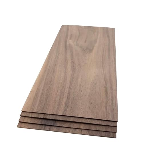 Walnut Hardwood Planks - 4-Pack Walnut Wood for Unfinished Wood Crafts - 1/8’’ (3mm) 100% Pure Hardwood - Laser Engraving Blanks -Solid Hardwood Planks for Crafts and Gifts
