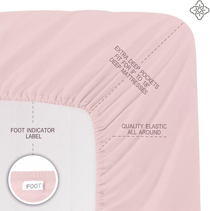 BIOWEAVES 100% Organic Cotton Sheets, 300 Thread Count 4-Piece GOTS Certified Bed Sheet Set Fits Mattress Upto 17" Deep Pocket, Soft & Silky Sateen Weave (King, Blush Pink)