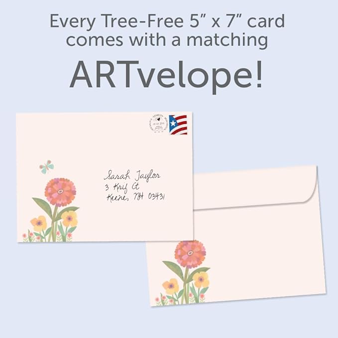 Tree-Free Greetings - Just Because Cards - Artful Designs - 1 Card + Matching Envelope - Made in USA - 100% Recycled Paper - 5"x7" - Be Your Vibrant Self (GO61543)