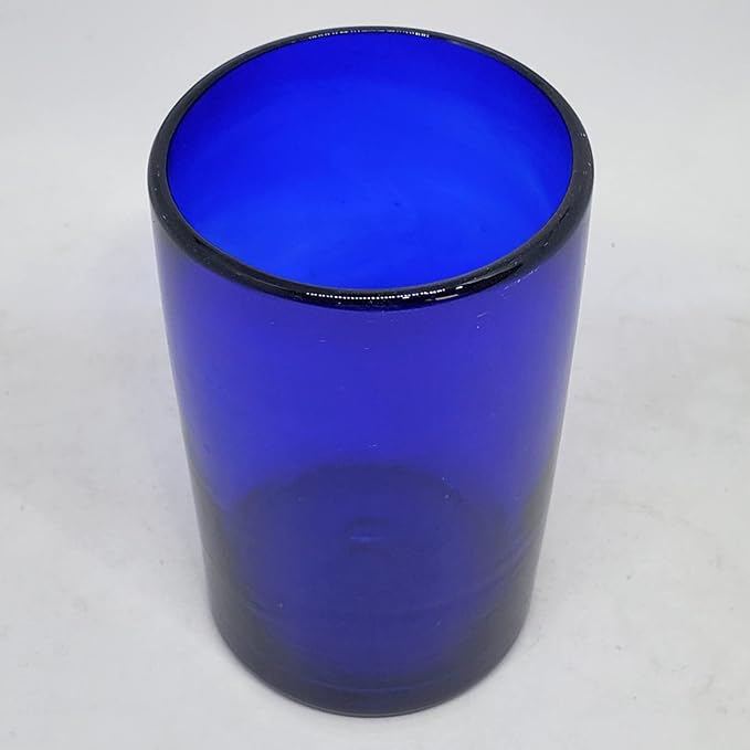 Solid Cobalt Blue 14 oz Drinking Glasses (set of 6), Recycled Glass, Lead-free, Toxin-Free (14oz Drinking)