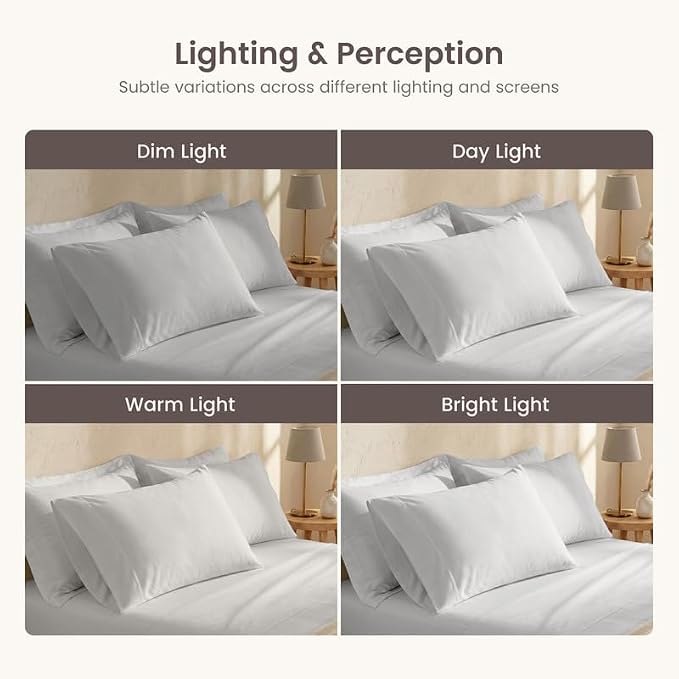 Bioweaves 100% Organic Cotton Pillow Cases 300 Thread Count Soft Sateen Weave GOTS Certified – Standard/Queen Size, Set of 2, Silver