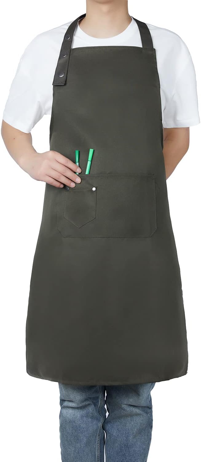 Art Aprons for Painting Pottery Ceramics, Mens Women Kitchen Cooking Aprons Waterproof Green