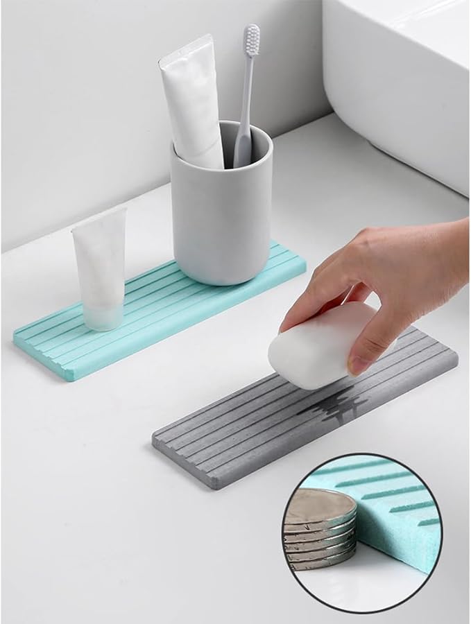 Diatomaceous Earth Soap Dish Soap Holder Water Absorbent Diatomite Coasters, Soap Dish Water Absorbing Stone Used for Plants and Cosmetic Bottles A