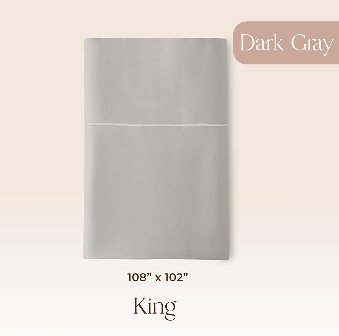 Certified Organic King Flat Sheet Only - 100% Organic Cotton Top Sheet with Luxurious Soft and Breathable 300 Thread Count Sateen Weave Finish - GOTS & Fairtrade Certified (Classic Grey, King)
