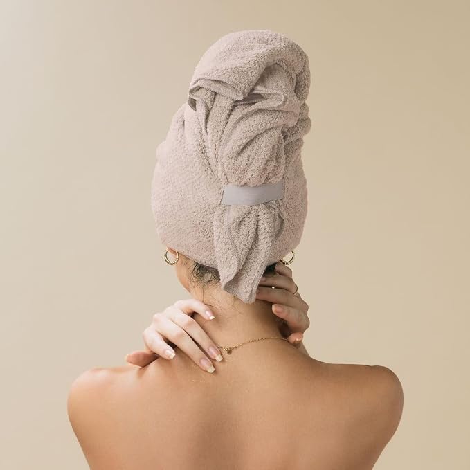 VOLO Hero Hair Towel Tube - Super Absorbent Quick Dry, Large Wrap - Latte