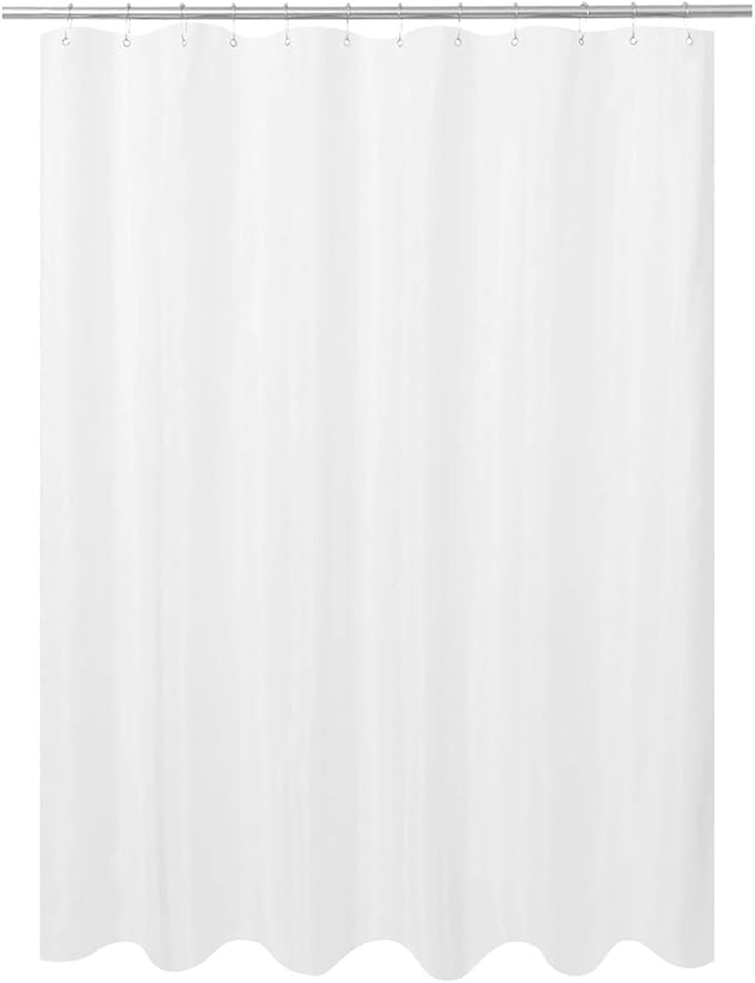 N&Y HOME Ultimate Waterproof Fabric Shower Curtain or Liner, Machine Washable, Breathable Fabric TPU Lining Bath Tub Shower Liner, White, 72x72 inch