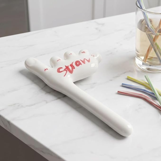 Funny Ceramic Foot Straw (Red pattern) | ceramic foot straw funny coffee straw cute toes straw
