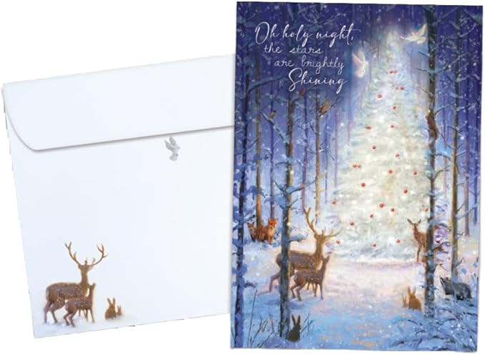 Tree-Free Greetings - Christmas Greeting Cards - Artful Designs - 12 Cards + Matching Envelopes - Made in USA - 100% Recycled Paper - 5"x7" - Oh Holy Night (HP60642)