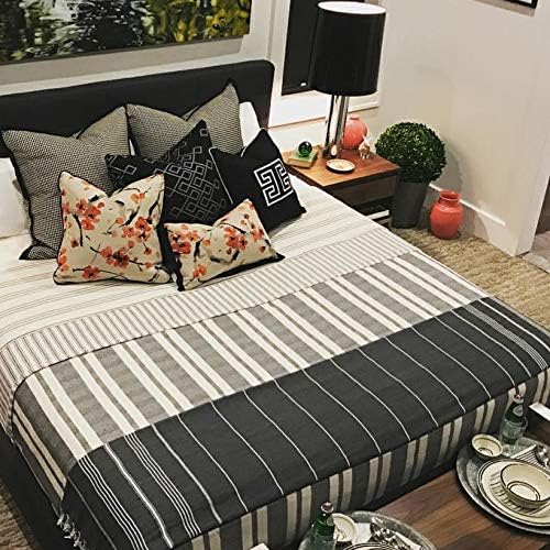 Bersuse Towels Anatolia XL Beach Blanket Throw Blanket Turkish Towel 100% Cotton Extra-Large Quick-Dry Lightweight Premium Peshtemal Towel - 61x82 Inches, Black (Set of 6)