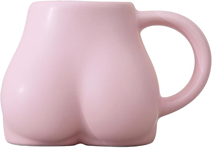 Creative and personalized handmade coffee cup, hip structure, natural, ceramic, mug water cup (Pink)