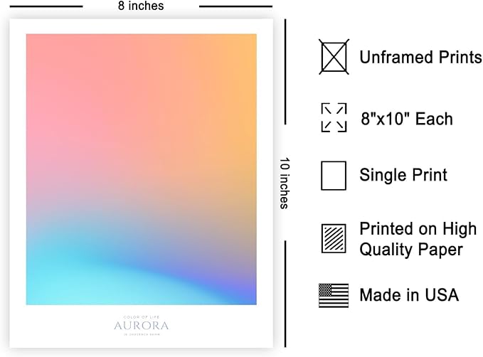 Monem Art Aurora Gradient Abstract Print - Minimalist Geometric Color Field Poster - Wall Decor for Living Room, Bedroom or Office - 8x10 Unframed Wall Art by Rs Lab Studio