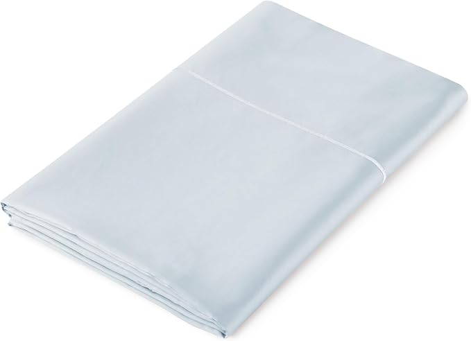 Certified Organic Queen Flat Sheet Only - 100% Organic Cotton Top Sheet with Luxurious Soft and Breathable 500 Thread Count Sateen Weave Finish - GOTS & Fairtrade Certified (Powder Blue, Queen)