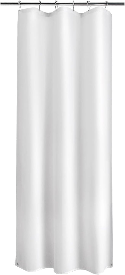 Titanker Small Stall Shower Curtain Liner Washable, 36 x 72 Inches, White Fabric Stall Shower Liner with 2 Magnets, Waterproof RV Shower Liner Soft Lightweight Polyester, White