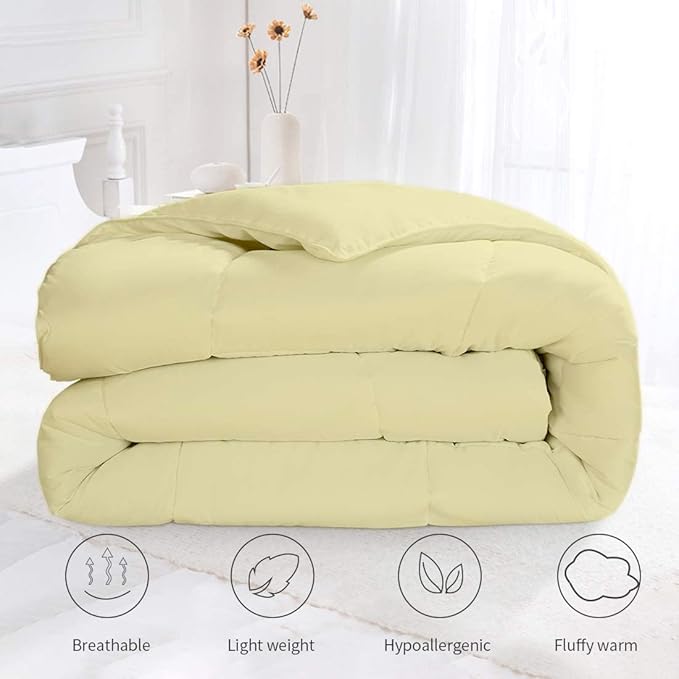 All Season Hypoallergenic Luxurious Down Alternative Cotton Comforter, Ultra-Soft 750 Fill-Power Super King Plus Size Measures 120" x 120", Ivory