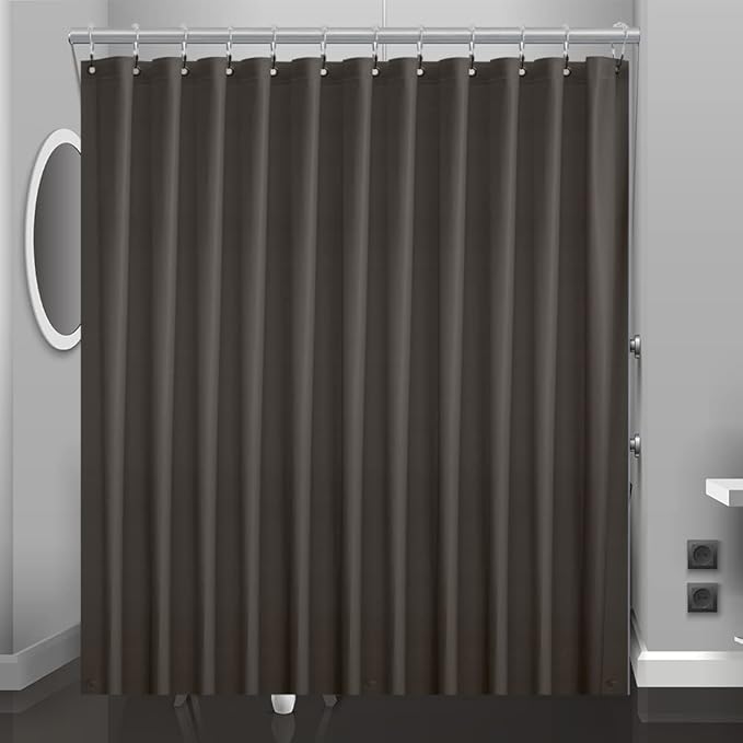 Taupe Plastic Shower Curtain Or Liner, 72x72 Inch Lightweight Brown Plastic Bathroom Shower Showroom Inner Curtain with Rustproof Metal Grommet Holes and Weighted Magnets