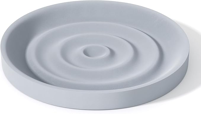 Diatomite Soap Dish Holder, Water Absorbent Stone Soap Dish, Quick Dry Stone Soap Holder, Diatomaceous Earth Bath Tray for Hand Soap, Sponge Holder, Gray