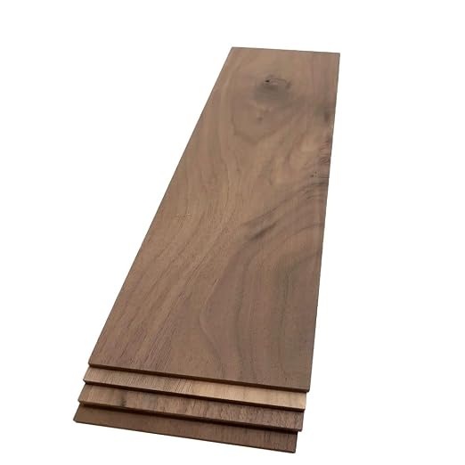 Walnut Hardwood Planks - Walnut Wood for Unfinished Wood Crafts - 1/4’’ (6mm) 100% Pure Hardwood - Laser Engraving Blanks - Hardwood Planks for Crafts (1/4″ x 4 1/2″ x 18″, 4)