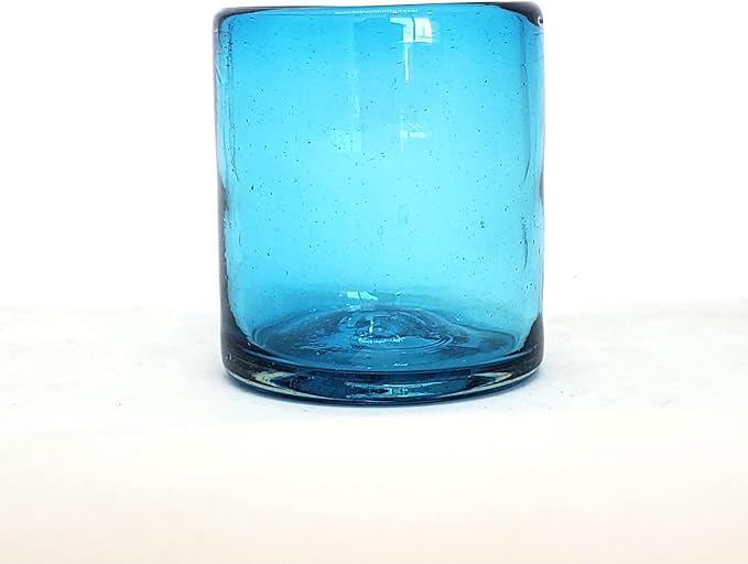 Solid Aqua Blue 9 oz Short Tumblers (set of 6), Recycled Glass, Lead-free, Toxin-Free (9oz Tumbler)