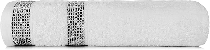 CASA COPENHAGEN Solitaire 6Pcs 100% Egyptian Cotton Large Designer Towels Gift Set- Grey Violet - White, 600GSM, 2Bath 2Hand 2Washcloths, Bath Towels for Bathroom Set for Women & Men