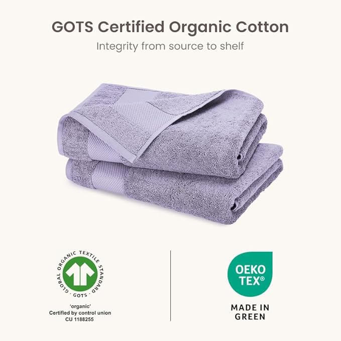 BIOWEAVES 100% Organic Cotton Bath Sheet Set of 2 | Soft Oversized Bath Towels | 700 GSM Premium Bath Towel Sheet Set GOTS Certified - Lavender