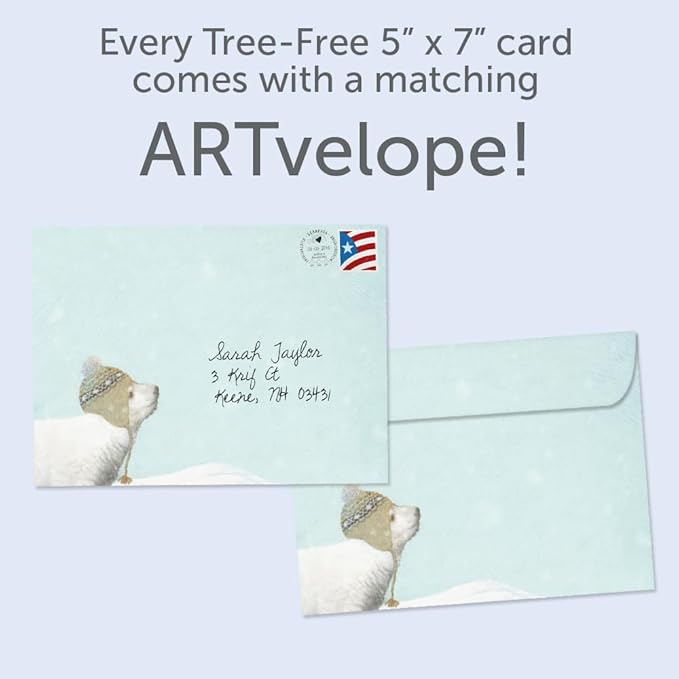 Tree-Free Greetings - Holiday Greeting Card - Artful Designs - 1 Card + Matching Envelope - Made in USA - 100% Recycled Paper - 5"x7" - Peace Love Joy (GO64226)