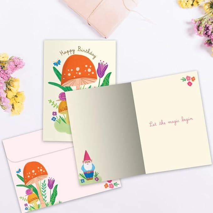Tree-Free Greetings - Birthday Card - Artful Designs - 1 Card + Matching Envelope - Made in USA - 100% Recycled Paper - 5 x 7 - Grow Your Own Magic (GO65210)