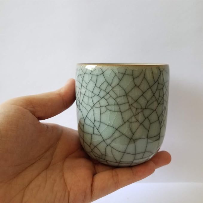 TeaCups 5oz Japanese Style Coffee Cup Porcelain Mugs Beer Handmade Celadon (1, Grey01)