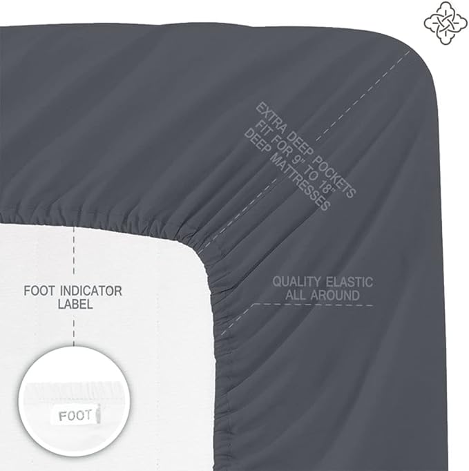 BIOWEAVES 100% Organic Cotton Sheets, 300 Thread Count 4-Piece GOTS Certified Bed Sheet Set Fits Mattress Upto 17" Deep Pocket, Soft & Silky Sateen Weave (Full, Grey)