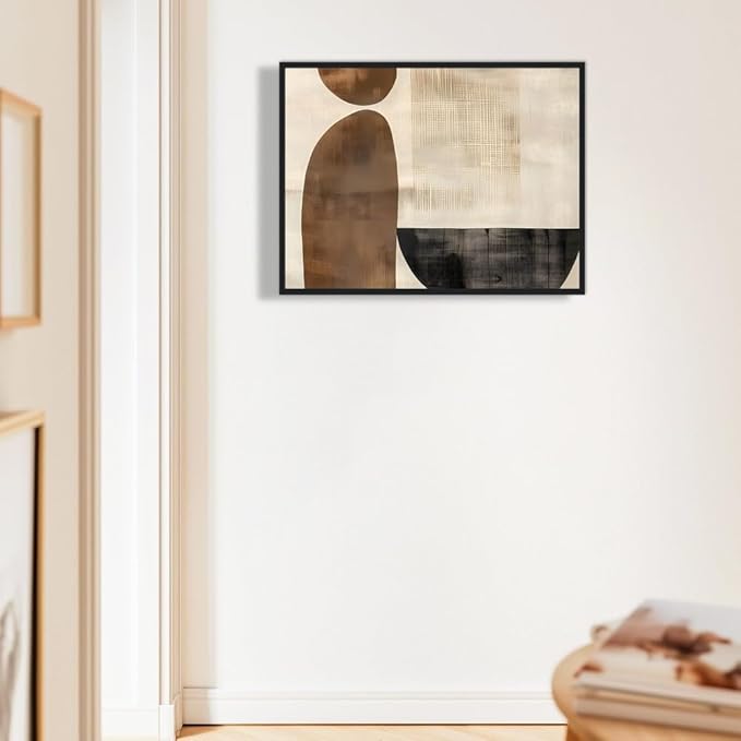 Moonow7 Minimalist Abstract Neutral Wall Art Poster, Geometric Print for Living Room, Bedroom, Office, Entryway, Modern Aesthetic Home Accent, Contemporary Decor, Unframed Size 20x25 cm / 8x10″