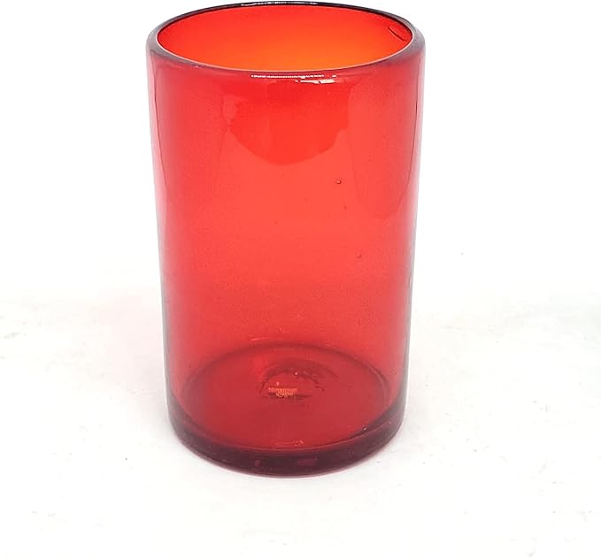Solid Ruby Red 14 oz Drinking Glasses (set of 6), Recycled Glass, Lead-free, Toxin-Free (14oz Drinking)