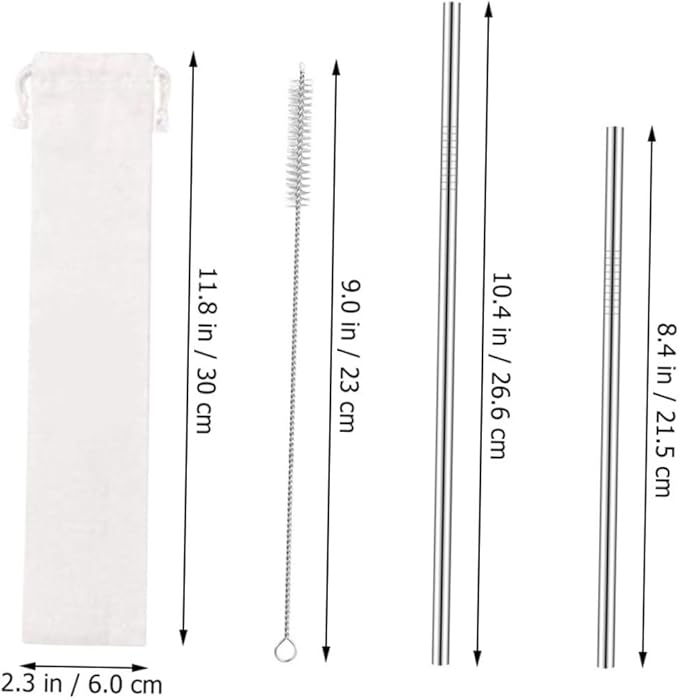 VANZACK 37pcs Stainless Steel Reusable Drinking Straws Set with Cleaning Brushes and Protective Bag, Sturdy Metal Beverage Straws for Party Drinks and Smoothies
