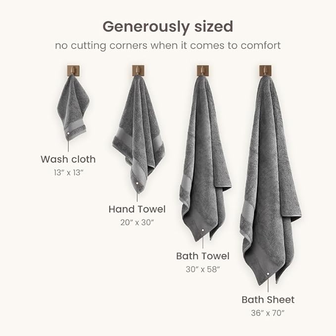 BIOWEAVES 100% Organic Cotton 700 GSM Plush Washcloths 13" x 13" GOTS Certified - Light Grey, Pack of 12