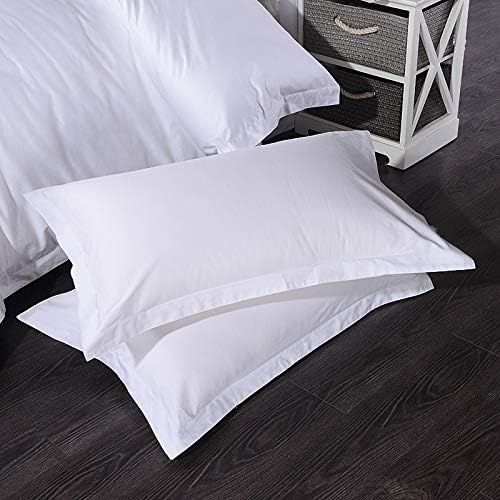 TAOSON 2pcs/Set 100% Cotton 300 Thread Count 26 x 26 European Square Pillow Shams Envelope Style Pillow Cover Pillowcase Pillow Protector Cushion Cover Non Zippered Only Cover No Insert (White)
