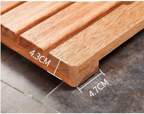 Teak Shower Mat Foldable Luxury Wooden Non-Slip Wood Bath Mat for Bathroom Bathtub Indoor Outdoor,Bamboo Shower Mat with Non Slip Feet Waterproof Solid Natural Wooden Bath Mat for Kitchen Be